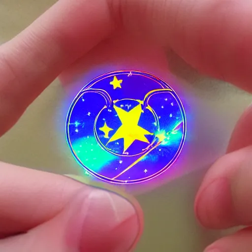 Prompt: hologram sticker club sailor moon galaxy rangers
