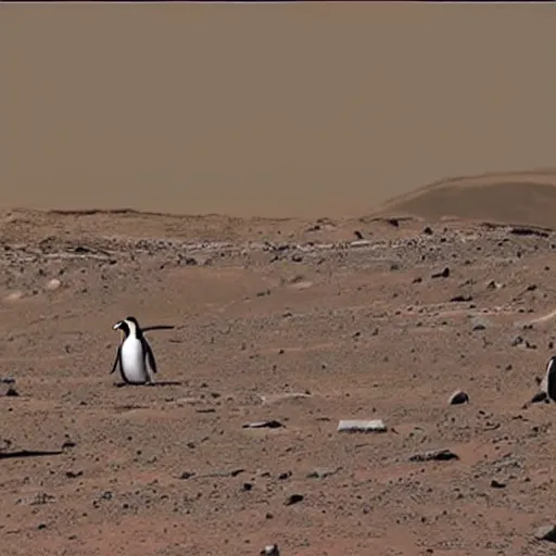 Prompt: giant penguins were spotted on mars