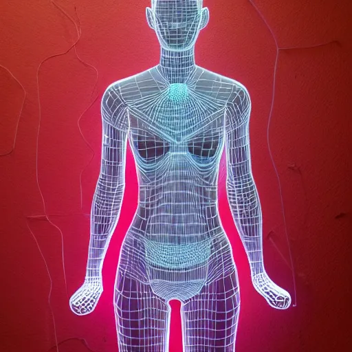 Image similar to 3 d neon art of a womens body, hyper detailed