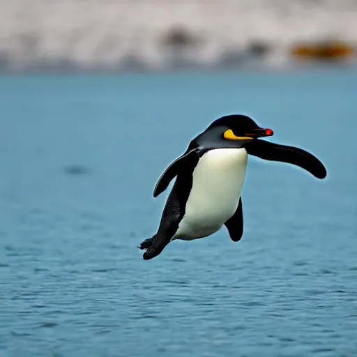 Prompt: a penguin flying