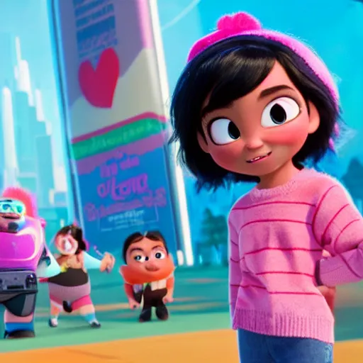 Prompt: vanellope tries to save ralph in movie ralph breaks the internet