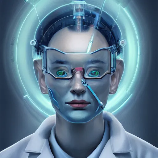 Image similar to concept art of scientist by jama jurabaev, brush stroke, scifi accessories, trending on artstation, symmetry, high quality, extremely detailed