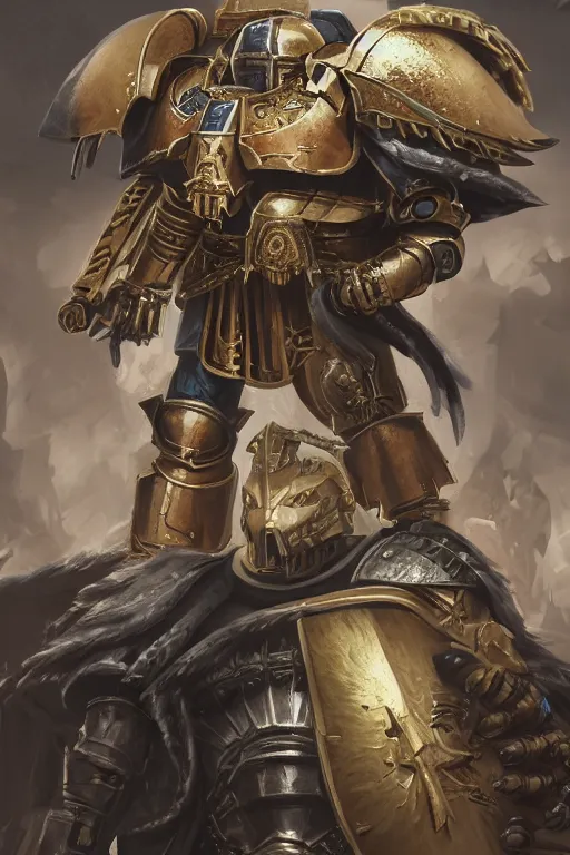 Image similar to armor portrait heros warhammer 4 0 k horus heresy fanart - the primarchs emperor by johannes helgeson animated with vfx concept artist & illustrator global illumination ray tracing hdr fanart arstation zbrush central hardmesh 8 k octane renderer comics stylized