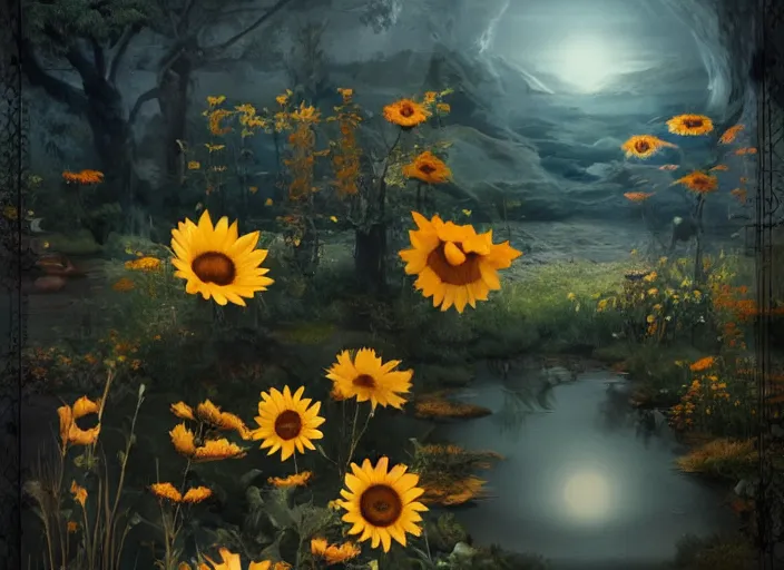 Prompt: 🪐🌻, lowbrow inthe style of amy sol, matte painting, 8 k,