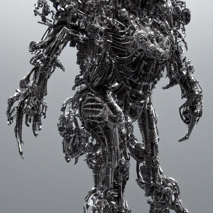 Image similar to complex 3 d render hyper detail portrait of a mechanical lion human cyborg, tooth wu, sci fi, full body, intricate, art by kazuhiko nakamura and hajime sorayama and greg rutkowski, 8 k octane detailed render, post - processing, intricate futuristic mechanic parts, maya, sharp focus, blender, cinematic lighting + masterpiece, trending on artstation