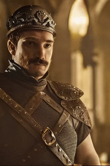 Image similar to “ very very intricate photorealistic photo of a realistic human version of super mario in an episode of game of thrones, photo is in focus with detailed atmospheric lighting, award - winning details ”