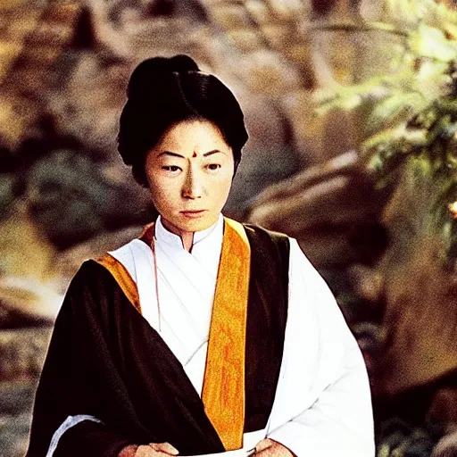 Image similar to Priest Tripitaka played by Masako Natsume on a pilgrimage to India to fetch holy scriptures and save the world, IMAX Movie Still