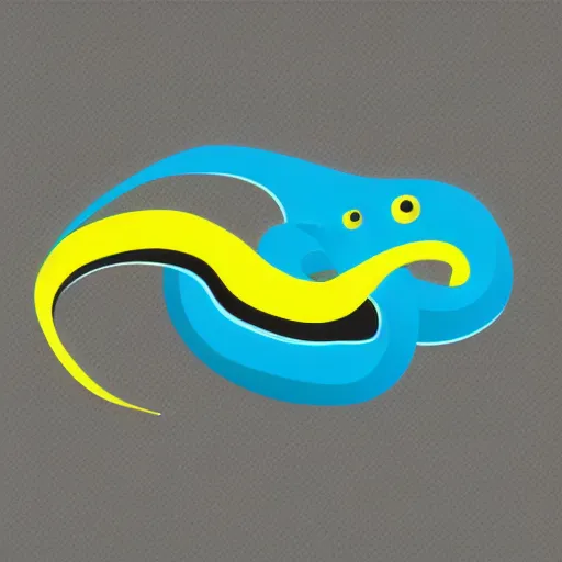 Prompt: a realistic snake with blue on a yellow background, logo design, fresh modern style, thick vector line art, made with photoshop, stunning