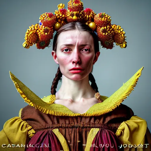 Prompt: Colour Caravaggio style Photography of Highly detailed beautiful Woman with 1000 years perfect face and wearing detailed Ukrainian folk costume designed by Taras Shevchenko also wearing highly detailed retrofuturistic sci-fi Tiara designed by Josan Gonzalez. Many details In style of Josan Gonzalez and Mike Winkelmann and andgreg rutkowski and alphonse muchaand and Caspar David Friedrich and Stephen Hickman and James Gurney and Hiromasa Ogura. Rendered in Blender and Octane Render volumetric natural light