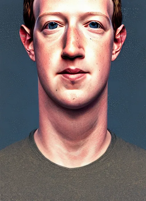 Image similar to portrait of mark zuckerberg with demon eyes and snake tongue, hyper detailed, digital art, trending in artstation, cinematic lighting, studio quality, smooth render, unreal engine 5 rendered, octane rendered, art style by klimt and nixeu and ian sprigger and wlop and krenz cushart.