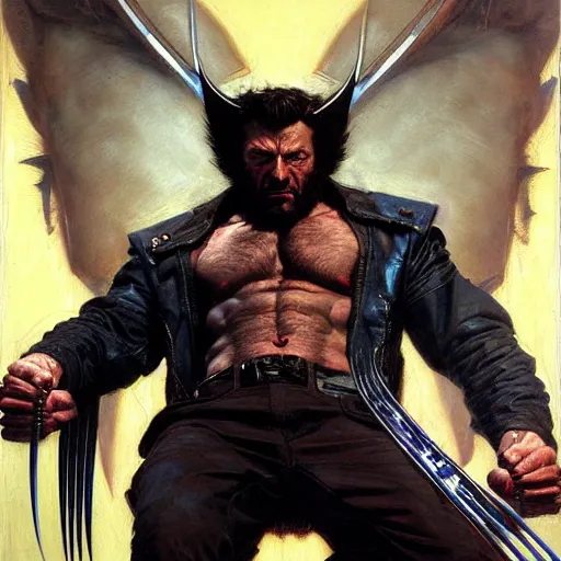 Prompt: portrait of wolverine. shadowrun cyberpunk fantasy highly detailed painting by gaston bussiere craig mullins jc leyendecker gustav klimt artgerm greg rutkowski john berkey, bergey, craig mullins, ruan jia, raymond swanland, jeremy mann, tom lovell, alex malveda