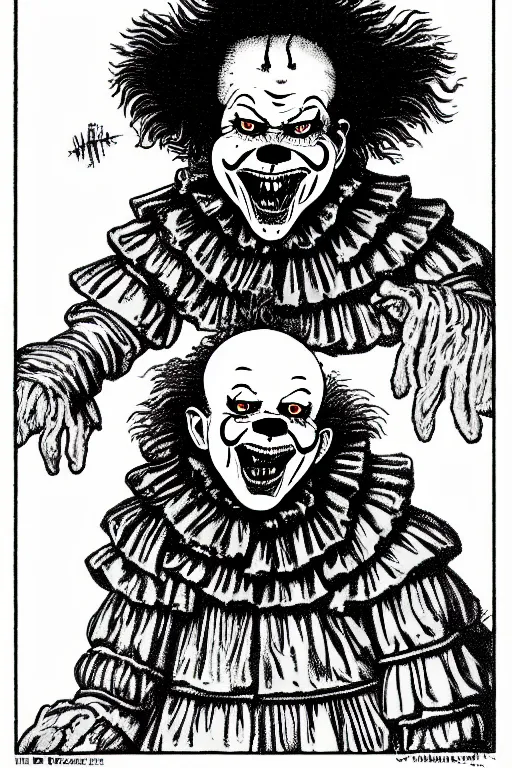 Prompt: horrid, abominable, disgusting, vile, revolting, fanged creature, pennywise, rembrandt