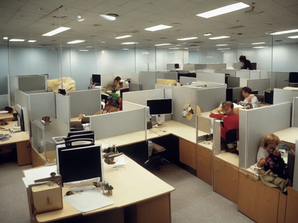 Image similar to coffee break in 90s cubicle office