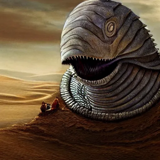 Prompt: joe biden as a sandworm from dune, artstation hall of fame gallery, editors choice, #1 digital painting of all time, most beautiful image ever created, emotionally evocative, greatest art ever made, lifetime achievement magnum opus masterpiece, the most amazing breathtaking image with the deepest message ever painted, a thing of beauty beyond imagination or words, 4k, highly detailed, cinematic lighting