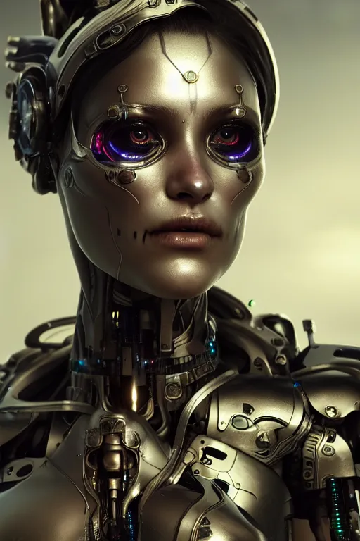 Prompt: ultra detailed beautiful female cyborg [ in tears ]!!!, scifi, fantasy, octane render, dia de los muertos!!, global illumination, intricate concept art, unreal engine, 8 k, art by michael welan and dzo and kuciara and greg rutkowski and alphonse mucha and loish and wlop