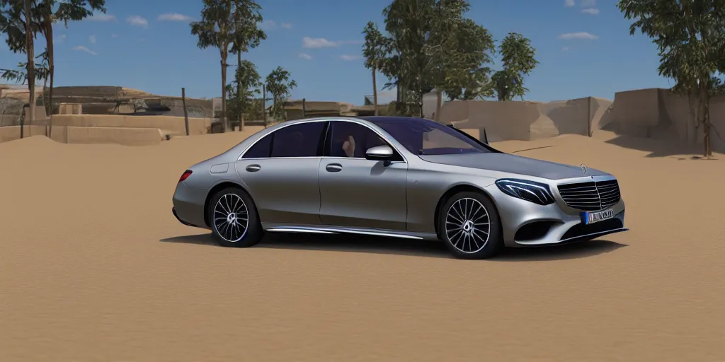 Prompt: mercedes benz s class 2 0 2 2 in sand unreal engine 5 8 k