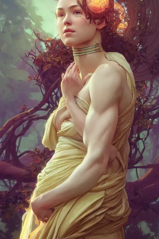 Image similar to goddess of nature, accurate anatomy, only two hands, highly detailed, digital painting, artstation, concept art, smooth, sharp focus, illustration, Unreal Engine 5, 8K, art by ross tran and greg rutkowski and alphonse mucha and pro fitness photograph