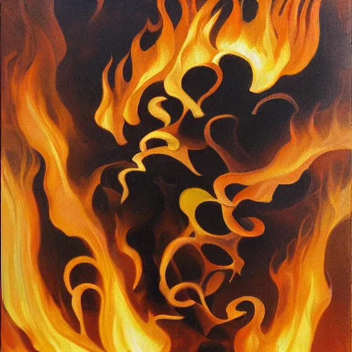 Prompt: oil painting of Flames by Szukalski