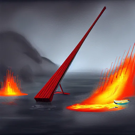 Image similar to burn the harp and cook the crane, digital painting, concept art