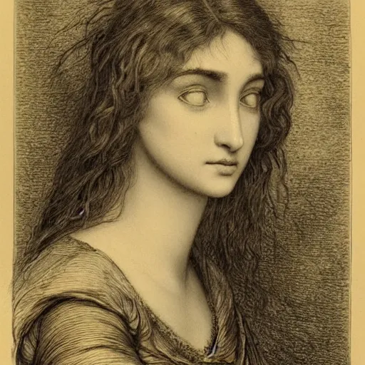 Image similar to portrait of a beautiful woman, high detail, illustration by Gustav Doré