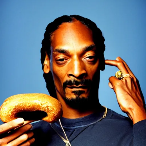 Prompt: Snoop Dogg holding a donut for a 1990s sitcom tv show, Studio Photograph, portrait, C 12.0