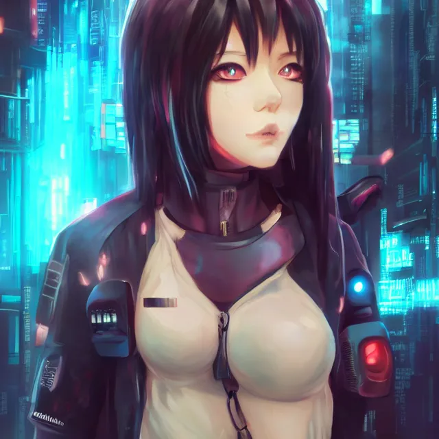 Image similar to - cyberpunk anime girl, 4 k, trending on artstation, renaissance