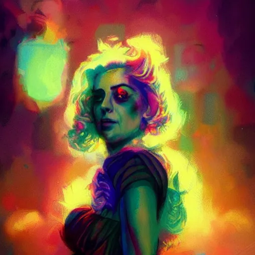 Image similar to portrait of a beautiful marina diamandis electra heart, volume lighting, concept art, by greg rutkowski!!, colorful, xray melting colors!!