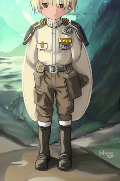 Image similar to beautiful little blonde boy in thigh nazi male uniform. made in abyss art style, inspired by kris from deltarrune, cute detailed artwork, anatomically correct, soft details, ilya kuvshinov, reflection, perfect composition, wallpaper mobile, illumination, digital art, detailed anime soft face, symmetrical face, western comic, illustration, realistic, nazism, lois van