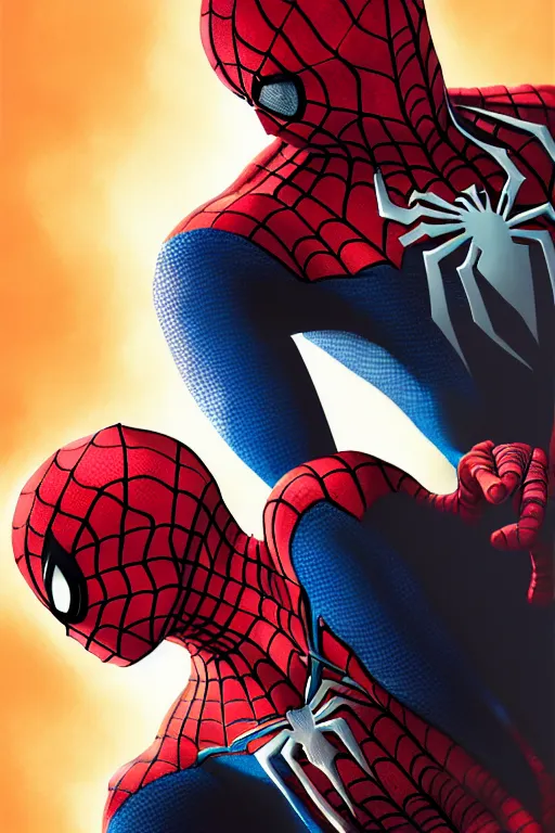 Image similar to spiderman, manga cover art, detailed color portrait, artstation trending, 8 k, greg rutkowski