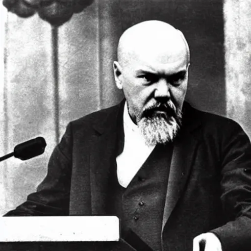 Image similar to lenin announces the iphone on stage