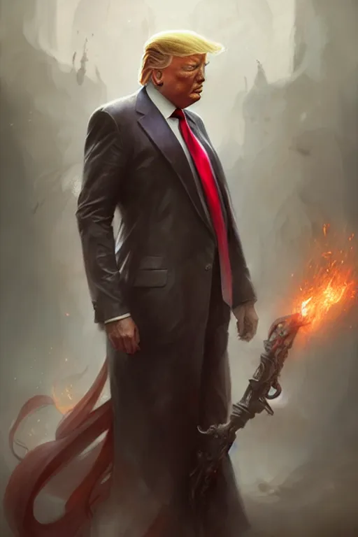 Image similar to character art by bastien lecouffe - deharme, donald trump, absolute chad