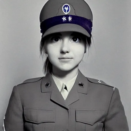 Prompt: anime girl in a 1 9 6 7 us army uniform, portrait