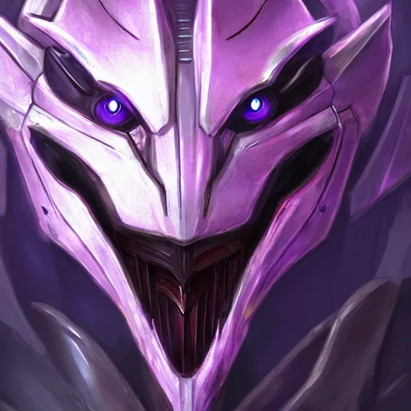 Image similar to high quality close up headshot of a cute beautiful stunning robot anthropomorphic female dragon, with sleek silver armor, purple flesh, glowing LED eyes, facing the camera, high quality maw open and about to eat you, you being dragon food, the open maw being detailed and soft, highly detailed digital art, furry art, anthro art, sci fi, warframe art, destiny art, high quality, 3D realistic, dragon mawshot, maw art, furry mawshot, macro art, dragon art, Furaffinity, Deviantart