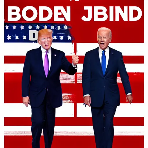 Image similar to poster of the movie : joe biden and the trump, photorealistic, ultra high detail, 8 k