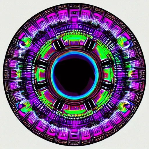 Image similar to cyberpunk neon colored blackhole mandala eye art