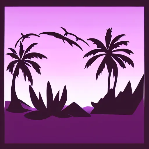Prompt: silhouette art of a scenery, gradient black to purple