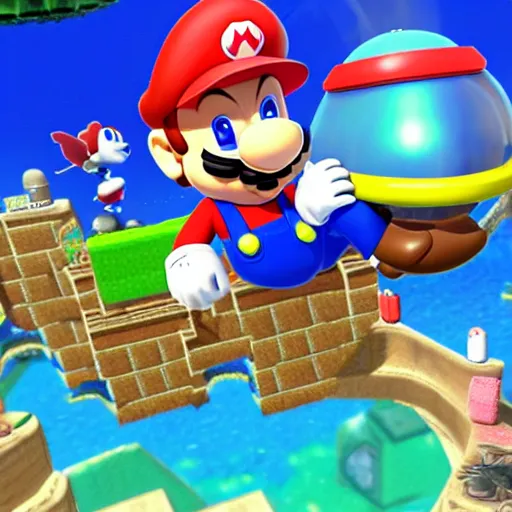 Prompt: Anthony Hopkins inside the world of super Mario sunshine capturing a star