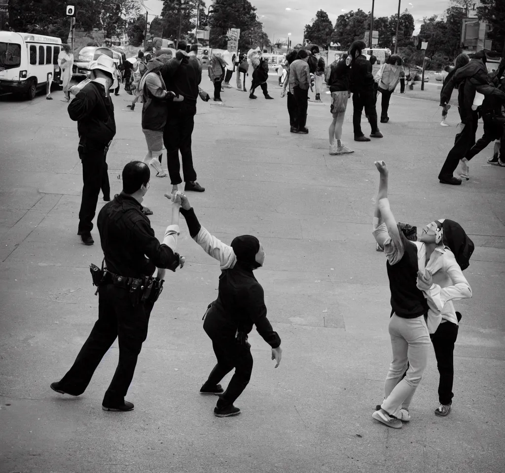 Image similar to people at the bus stop were looking at me. they were dancing among themselves. a courting, fleeting, violent dance that i was not invited to. after about a thousand questions the police officers stopped talking, although i was no longer answering. i hadn't even been listening. i was trying to look at the people at the bus stop, but they kept disappearing