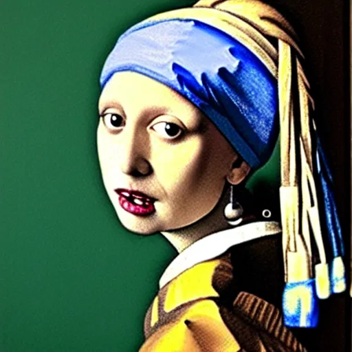 Image similar to trump with pearl earring, art by vermeer,