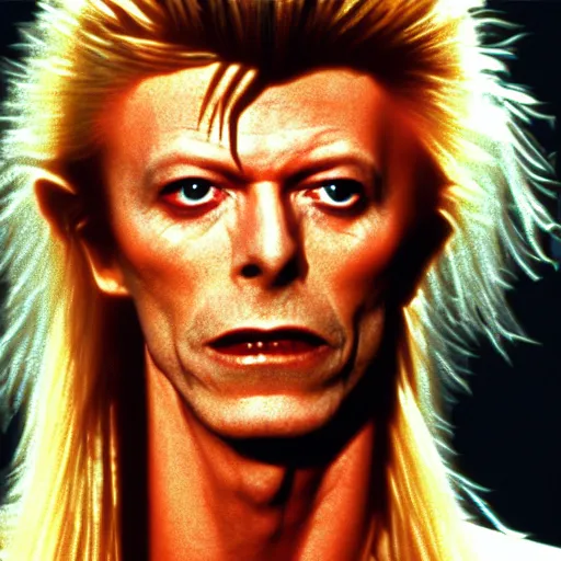 Image similar to david bowie as the goblin king