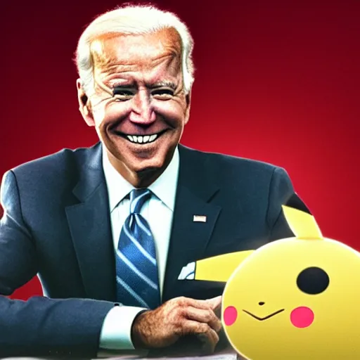 Prompt: joe biden as a pokemon trainer, he has legendary pokemon, cinematic, award winning composite photography