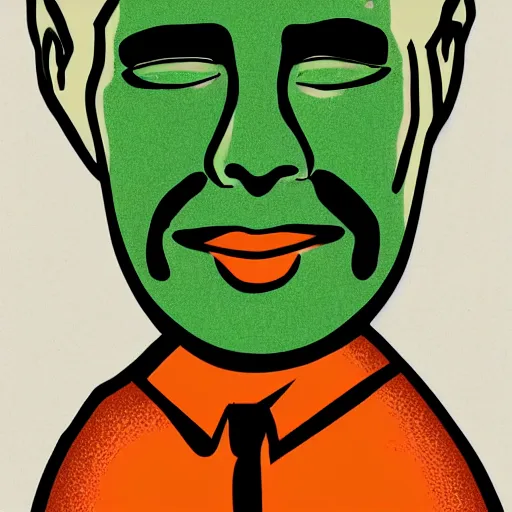 Image similar to portrait of an orange haired 3 8 - year old man with green eyes, a friendly squat face, digital art