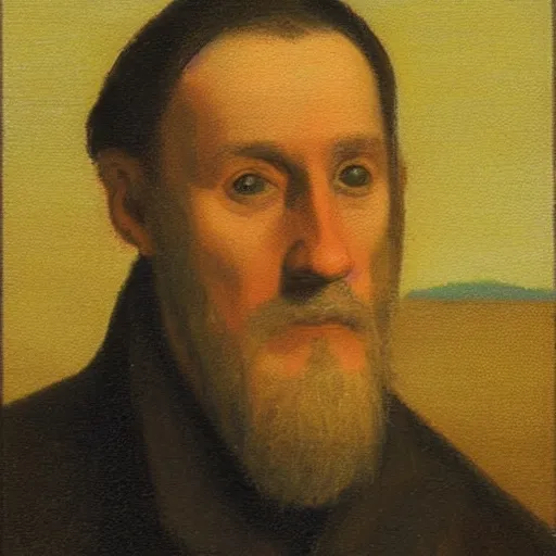 Prompt: portrait of René Guenon, in the style of the Hudson River School