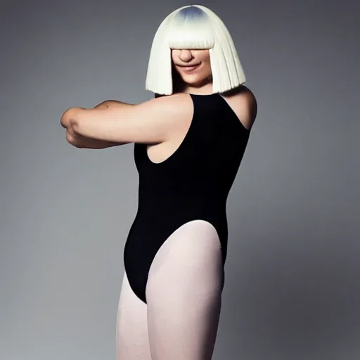 Image similar to Sia Furler artistic photoshoot wearing a leotard 4k