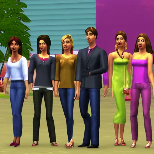 Image similar to cast of original Dynasty in The Sims 2