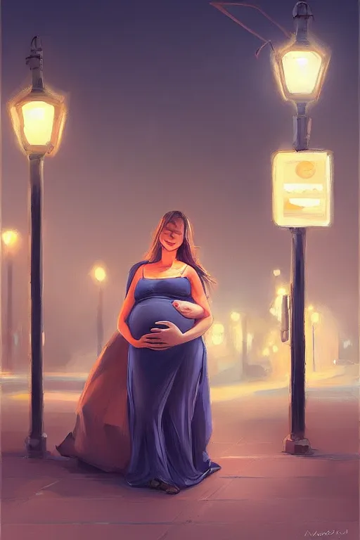 Image similar to pregnant woman under street light by Mandy Jurgens