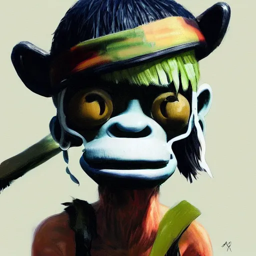 Image similar to high quality high detail painting of gorillaz noodle ( character ) by ashley wood, hd, photorealistic lighting