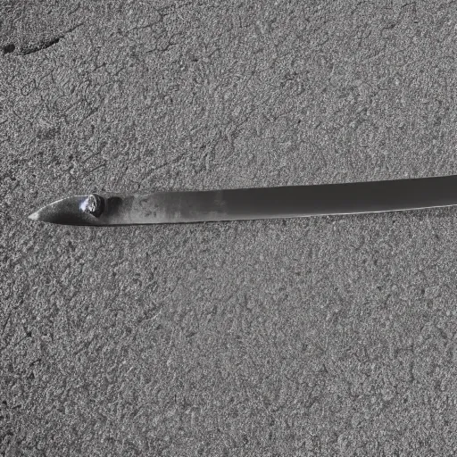 Image similar to medium shot of a sword on the ground. ( museum picture, 4 k )