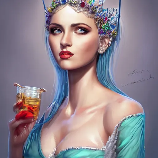 Image similar to a_realistic_liquid_queen_with_a_decorated_dress_made_of_white_pearlshighly_detailed_digital_painting_Trending_on_artstationHD_quality_by_artgerm H 1024 W 1024