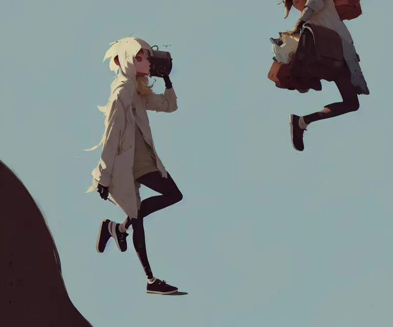 Image similar to the converse of the big, naturel, art style by atey ghailan, greg rutkowski, greg tocchini, james gilleard, joe gb fenton, in kaethe butcher, dynamic lighting, gradient light blue, brown, blonde cream and white color in scheme, grunge aesthetic